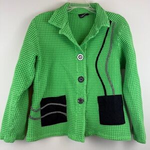 Vintage Nannette Keller 80s Green Waffle Knit Blazer S